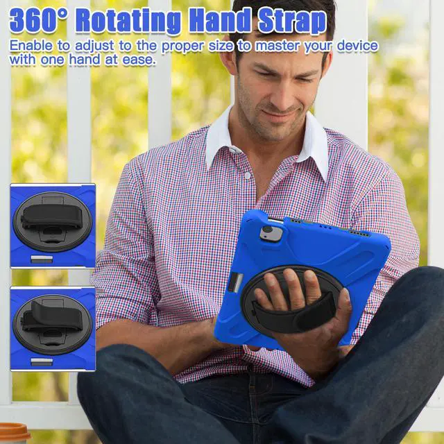 Alt view image 7 of 7 - BONAEVER Case for iPad Air 5 / Air 4 10.9 inch 2022 2020 / iPad Pro 11 Inch Shockproof Cover with Pencil Holder Hand Strap Stand and Shoulder Strap for iPad Air 5th / 4th Generation 10.9 Blue