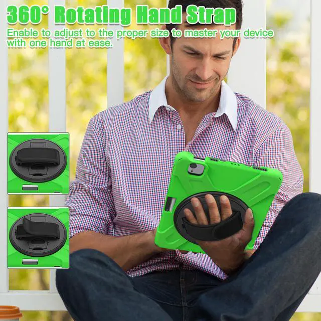 Alt view image 5 of 6 - BONAEVER Case for iPad Air 5 / Air 4 10.9 inch 2022 2020 / iPad Pro 11 Inch Shockproof Cover with Pencil Holder Hand Strap Stand and Shoulder Strap for iPad Air 5th / 4th Generation 10.9 Green