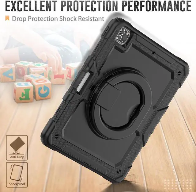 Alt view image 3 of 7 - BONAEVER Case For iPad Pro 12.9 inch 2022 2021 2020 2018 with Screen Protector Pen Holder Shockproof Hard Protective Cover for iPad Pro 12.9" 6th 5th 4th 3rd Gen with Rotatable Stand / Shoulder Strap