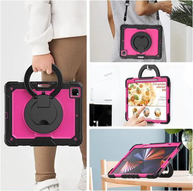 Alt view image 5 of 7 - BONAEVER Case For iPad Pro 12.9 inch 2022 2021 2020 2018 with Screen Protector Pen Holder Shockproof Hard Protective Cover for iPad Pro 12.9" 6th 5th 4th 3rd Gen with Rotatable Stand / Shoulder Strap