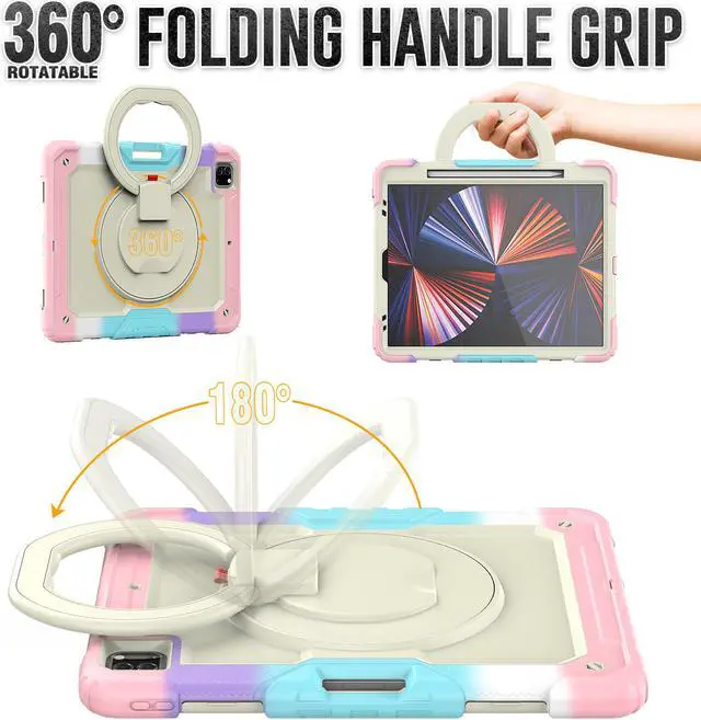 Alt view image 4 of 7 - BONAEVER Case For iPad Pro 12.9 inch 2022 2021 2020 2018 with Screen Protector Pen Holder Shockproof Hard Protective Cover for iPad Pro 12.9" 6th 5th 4th 3rd Gen with Rotatable Stand / Shoulder Strap