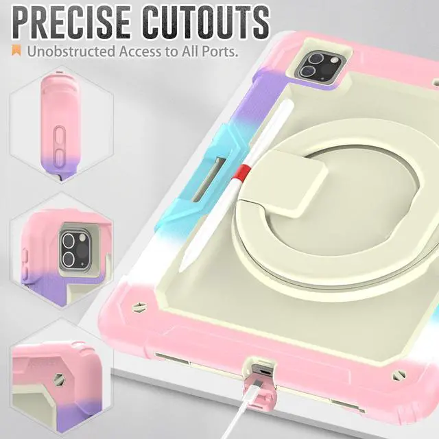 Alt view image 7 of 7 - BONAEVER Case For iPad Pro 12.9 inch 2022 2021 2020 2018 with Screen Protector Pen Holder Shockproof Hard Protective Cover for iPad Pro 12.9" 6th 5th 4th 3rd Gen with Rotatable Stand / Shoulder Strap