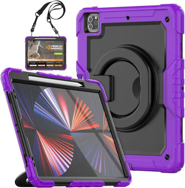 Main image of BONAEVER Case For iPad Pro 12.9 inch 2022 2021 2020 2018 with Screen Protector Pen Holder Shockproof Hard Protective Cover for iPad Pro 12.9" 6th 5th 4th 3rd Gen with Rotatable Stand / Shoulder Strap