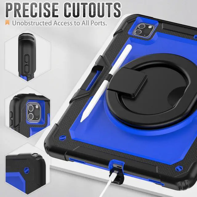 Alt view image 7 of 7 - BONAEVER Case For iPad Pro 12.9 inch 2022 2021 2020 2018 with Screen Protector Pen Holder Shockproof Hard Protective Cover for iPad Pro 12.9" 6th 5th 4th 3rd Gen with Rotatable Stand / Shoulder Strap
