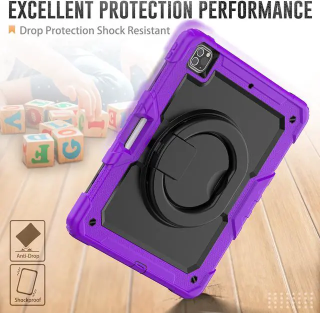Alt view image 6 of 7 - BONAEVER Case For iPad Pro 12.9 inch 2022 2021 2020 2018 with Screen Protector Pen Holder Shockproof Hard Protective Cover for iPad Pro 12.9" 6th 5th 4th 3rd Gen with Rotatable Stand / Shoulder Strap