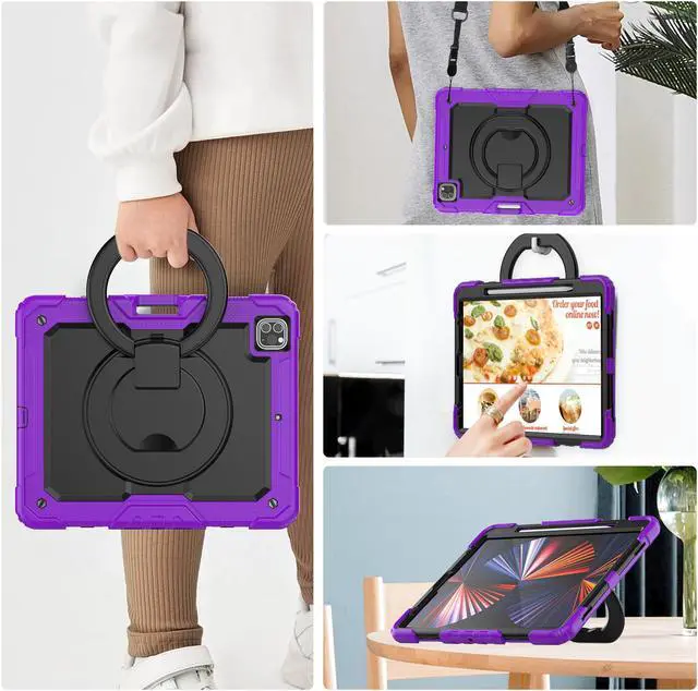 Alt view image 5 of 7 - BONAEVER Case For iPad Pro 12.9 inch 2022 2021 2020 2018 with Screen Protector Pen Holder Shockproof Hard Protective Cover for iPad Pro 12.9" 6th 5th 4th 3rd Gen with Rotatable Stand / Shoulder Strap