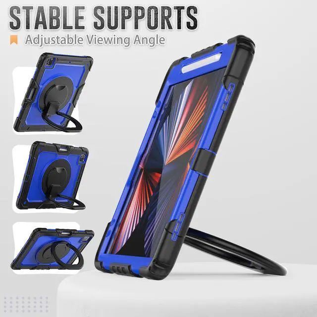 Alt view image 2 of 7 - BONAEVER Case For iPad Pro 12.9 inch 2022 2021 2020 2018 with Screen Protector Pen Holder Shockproof Hard Protective Cover for iPad Pro 12.9" 6th 5th 4th 3rd Gen with Rotatable Stand / Shoulder Strap