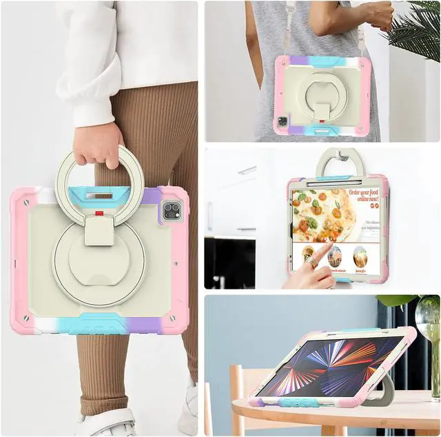 Alt view image 5 of 7 - BONAEVER Case For iPad Pro 12.9 inch 2022 2021 2020 2018 with Screen Protector Pen Holder Shockproof Hard Protective Cover for iPad Pro 12.9" 6th 5th 4th 3rd Gen with Rotatable Stand / Shoulder Strap