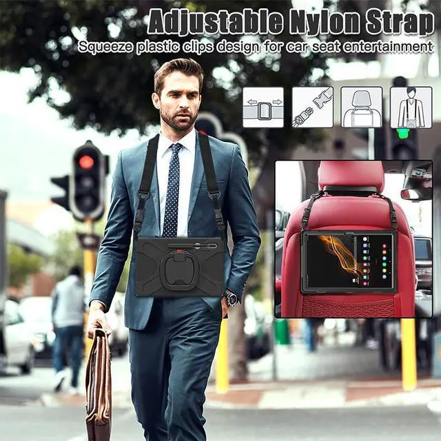 Alt view image 7 of 7 - BONAEVER For Samsung Galaxy Tab S8 Ultra 14.6 inch 2022 Case Shockproof Protective Case for Galaxy Tab S8 Ultra 14.6" 2022 Model SM-X900 SM-X906 with Stand andandle Hand Strap & Shoulder Strap