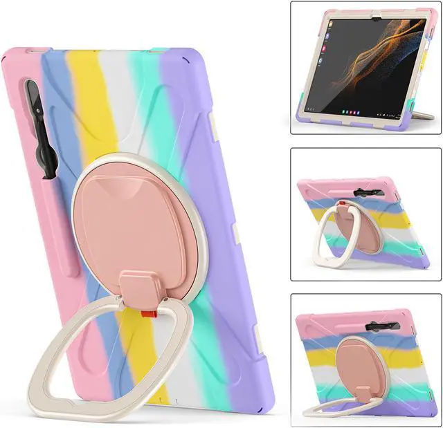 Alt view image 3 of 7 - BONAEVER For Samsung Galaxy Tab S8 Ultra 14.6 inch 2022 Case Shockproof Protective Case for Galaxy Tab S8 Ultra 14.6" 2022 Model SM-X900 SM-X906 with Stand andandle Hand Strap & Shoulder Strap