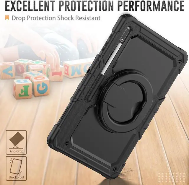 Alt view image 3 of 7 - BONAEVER For Samsung Galaxy Tab S8 Ultra 14.6" Case Model SM-X900 SM-X906 with S Pen Holder Shockproof Protective Cover with Rotating Stand and & Shoulder Strap