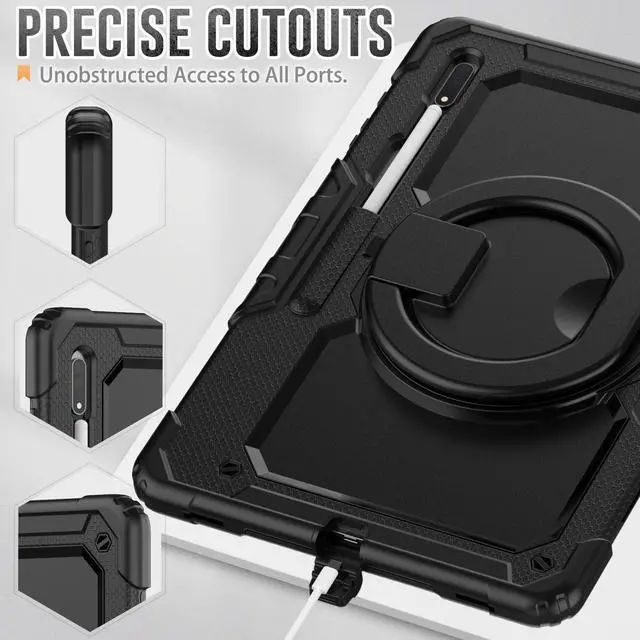 Alt view image 6 of 7 - BONAEVER For Samsung Galaxy Tab S8 Ultra 14.6" Case Model SM-X900 SM-X906 with S Pen Holder Shockproof Protective Cover with Rotating Stand and & Shoulder Strap