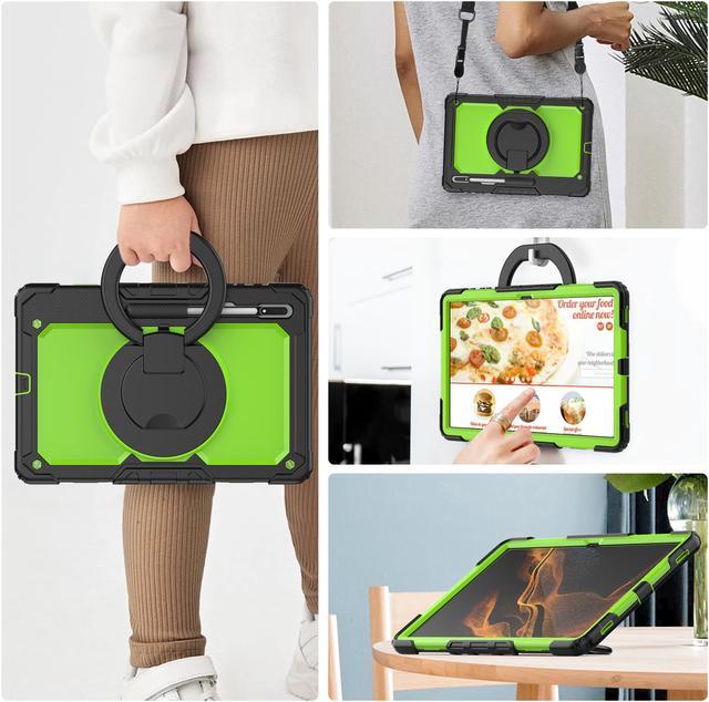 Alt view image 7 of 7 - BONAEVER For Samsung Galaxy Tab S8 Ultra 14.6" Case Model SM-X900 SM-X906 with S Pen Holder Shockproof Protective Cover with Rotating Stand and & Shoulder Strap