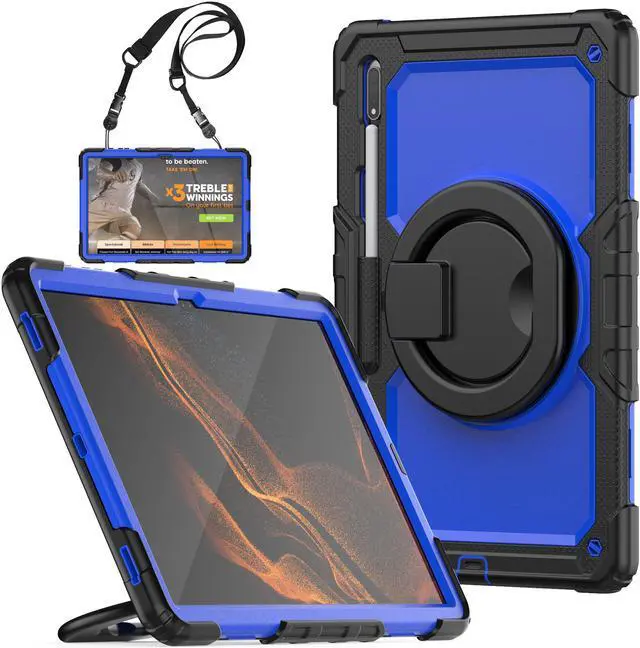 Main image of BONAEVER For Samsung Galaxy Tab S8 Ultra 14.6" Case Model SM-X900 SM-X906 with S Pen Holder Shockproof Protective Cover with Rotating Stand and & Shoulder Strap