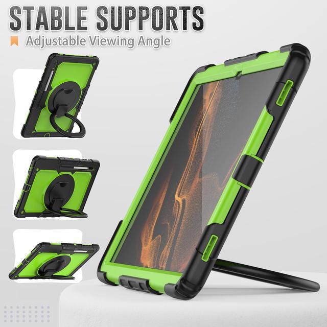Alt view image 2 of 7 - BONAEVER For Samsung Galaxy Tab S8 Ultra 14.6" Case Model SM-X900 SM-X906 with S Pen Holder Shockproof Protective Cover with Rotating Stand and & Shoulder Strap
