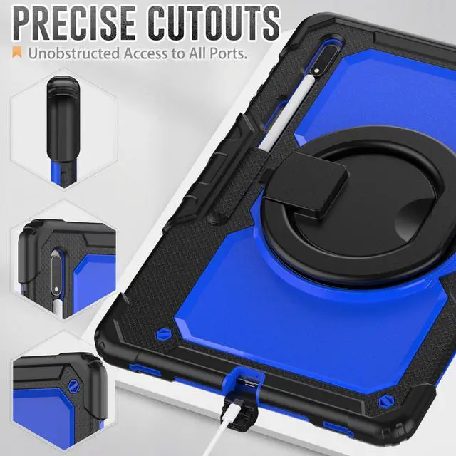 Alt view image 6 of 7 - BONAEVER For Samsung Galaxy Tab S8 Ultra 14.6" Case Model SM-X900 SM-X906 with S Pen Holder Shockproof Protective Cover with Rotating Stand and & Shoulder Strap