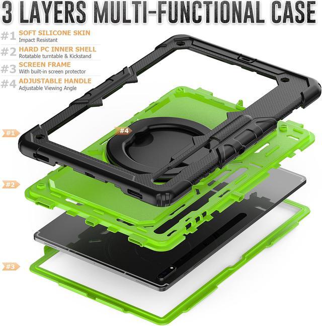 Alt view image 5 of 7 - BONAEVER For Samsung Galaxy Tab S8 Ultra 14.6" Case Model SM-X900 SM-X906 with S Pen Holder Shockproof Protective Cover with Rotating Stand and & Shoulder Strap