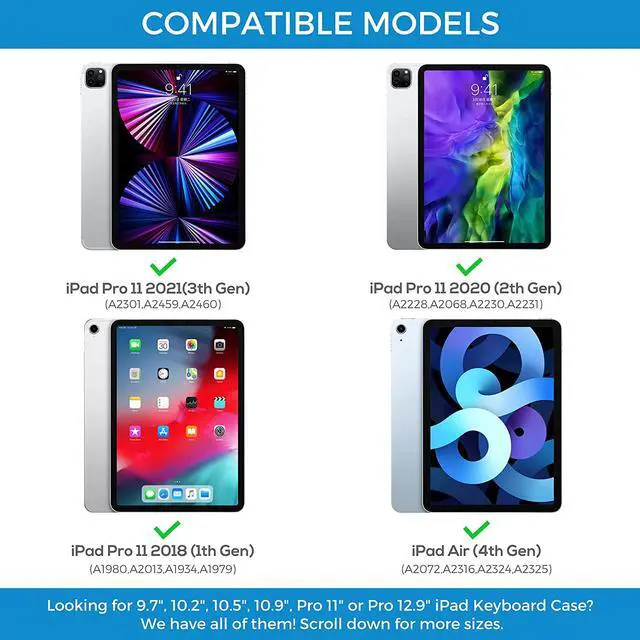 Alt view image 2 of 7 - BONAEVER Touchpad Keyboard Case for iPad Air 11 Inch M3 M2 2025 2024 iPad Pro 11 Inch 2022 2021 2020 2018 iPad Air 5th 4th Gen 10.9 with Multi-Touch Trackpad / Pencil Holder 360° Rotatable 7 Color