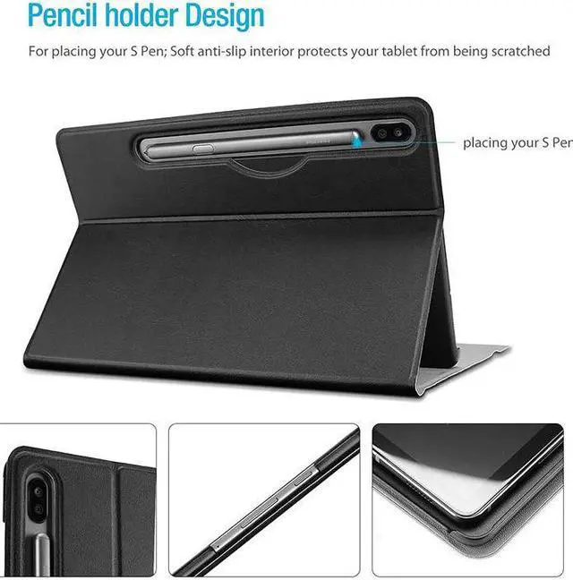 Alt view image 6 of 7 - BONAEVER For Galaxy Tab S8 Plus / S7 Plus Keyboard Case with S Pen Holder PU Leather Stand Cover with Bluetooth Keyboard for Samsung Galaxy Tab S8+ 2022 / S7+ 2020 12.4 / S7 FE 2021