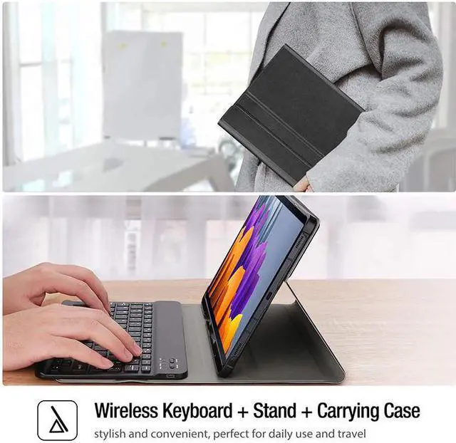 Alt view image 4 of 7 - BONAEVER For Galaxy Tab S8 Plus / S7 Plus Keyboard Case with S Pen Holder PU Leather Stand Cover with Bluetooth Keyboard for Samsung Galaxy Tab S8+ 2022 / S7+ 2020 12.4 / S7 FE 2021