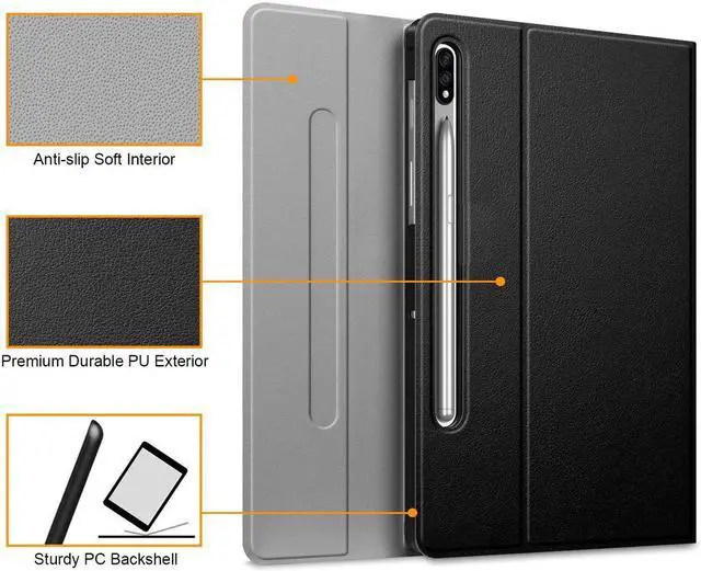Alt view image 7 of 7 - BONAEVER For Galaxy Tab S8 Plus / S7 Plus Keyboard Case with S Pen Holder PU Leather Stand Cover with Bluetooth Keyboard for Samsung Galaxy Tab S8+ 2022 / S7+ 2020 12.4 / S7 FE 2021