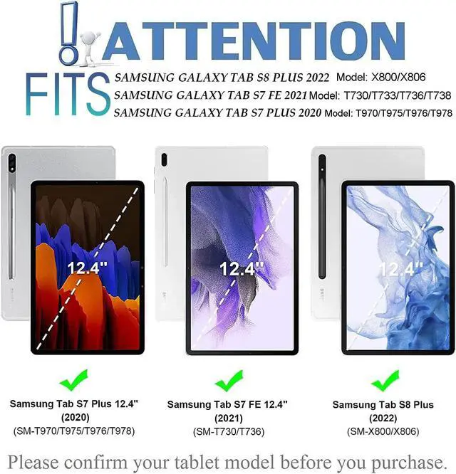 Alt view image 2 of 7 - BONAEVER For Galaxy Tab S8 Plus / S7 Plus Keyboard Case with S Pen Holder PU Leather Stand Cover with Bluetooth Keyboard for Samsung Galaxy Tab S8+ 2022 / S7+ 2020 12.4 / S7 FE 2021