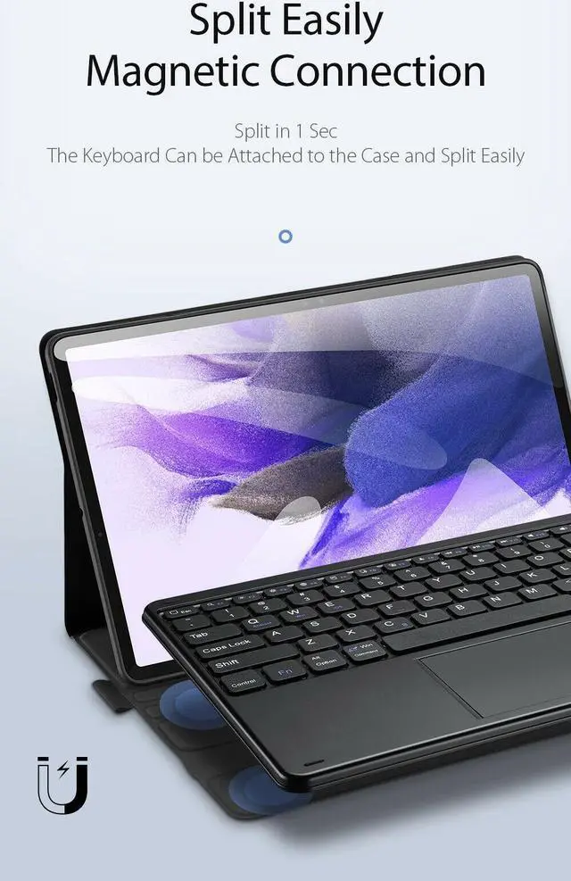 Alt view image 3 of 7 - BONAEVER Touchpad Keyboard Case for Samsung Galaxy Tab S8 Ultra 14.6 inch 2022 14.6 inch Model SM-X900 / SM-X906 Wireless Trackpad Keyboard & Slim PU Leather Stand Cover with S Pen Holder