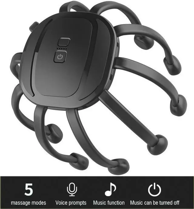 Main image of BONAEVER Electric Scalp Head Massager with bulit-in bluetooth speaker 5 Modes Octopus Claw Vibration Massage Standress Relief Relax