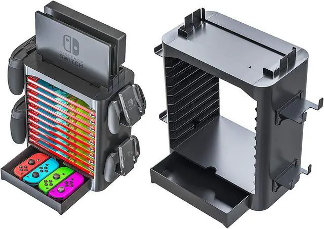 Alt view image 5 of 7 - BONAEVER Game Standorage Tower for Nintendo Switch - Nintendo Switch Game Holder Game Disk Rack Controller Organizer Compatible with Nintendo Switch Accessories
