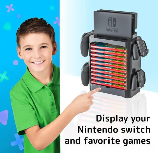 Alt view image 6 of 7 - BONAEVER Game Standorage Tower for Nintendo Switch - Nintendo Switch Game Holder Game Disk Rack Controller Organizer Compatible with Nintendo Switch Accessories