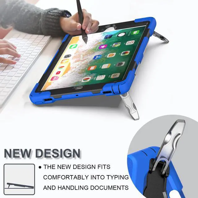 Alt view image 4 of 7 - BONAEVER Shockproof Case for iPad 9.7 inch 2017 2018 iPad Air 2 2017 iPad Pro 9.7 2016 with Rotating Stand and Strap Pencil Holder Shoulder Strap