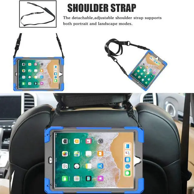 Alt view image 7 of 7 - BONAEVER Shockproof Case for iPad 9.7 inch 2017 2018 iPad Air 2 2017 iPad Pro 9.7 2016 with Rotating Stand and Strap Pencil Holder Shoulder Strap
