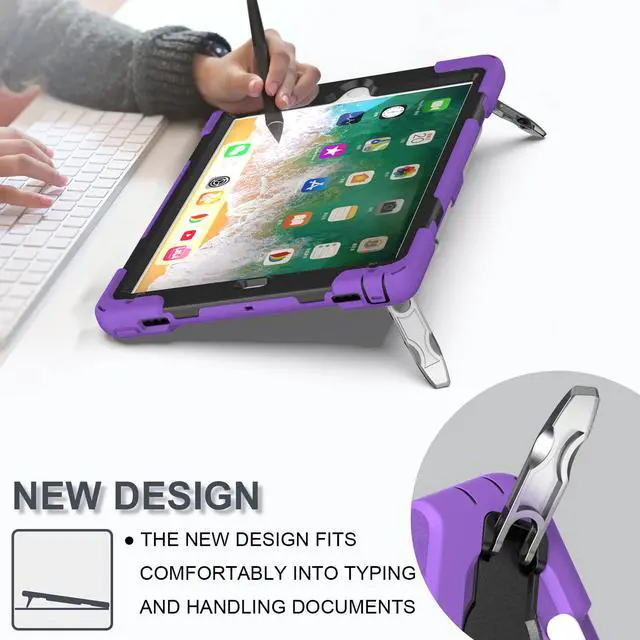 Alt view image 5 of 7 - BONAEVER Shockproof Case for iPad 9.7 inch 2017 2018 iPad Air 2 2017 iPad Pro 9.7 2016 with Rotating Stand and Strap Pencil Holder Shoulder Strap