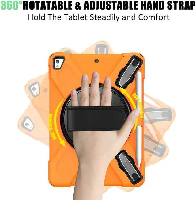 Alt view image 2 of 7 - BONAEVER Shockproof Case for iPad 9.7 inch 2017 2018 iPad Air 2 2017 iPad Pro 9.7 2016 with Rotating Stand and Strap Pencil Holder Shoulder Strap