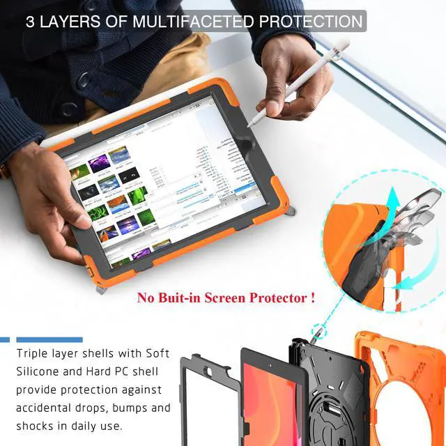 Alt view image 6 of 7 - BONAEVER For iPad 9th 8th 7th Generation 10.2 Case with Pencil Holder Stand and Strap Shoulder Strap Shockproof Cover for iPad 10.2 inch 2021 2020 2019