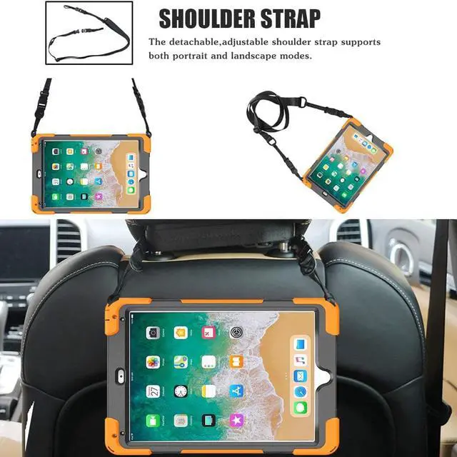 Alt view image 7 of 7 - BONAEVER Shockproof Case for iPad 9.7 inch 2017 2018 iPad Air 2 2017 iPad Pro 9.7 2016 with Rotating Stand and Strap Pencil Holder Shoulder Strap