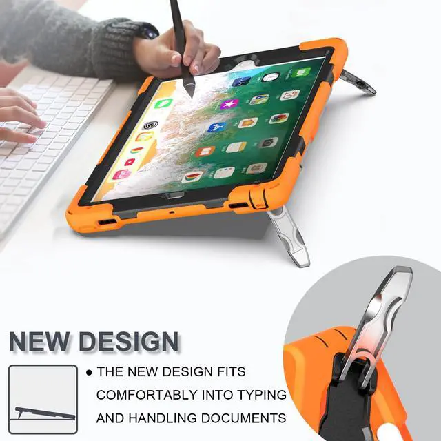 Alt view image 4 of 7 - BONAEVER Shockproof Case for iPad 9.7 inch 2017 2018 iPad Air 2 2017 iPad Pro 9.7 2016 with Rotating Stand and Strap Pencil Holder Shoulder Strap