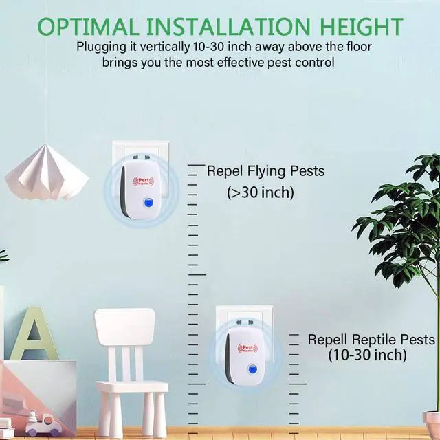 Alt view image 2 of 7 - BONAEVER Ultrasonic Pe Stand Repeller 6 Packs Plug-in Electronic Pe Stand Repeller for Bugs Insects Cockroaches Mice Spiders Rodents Mosquitoes