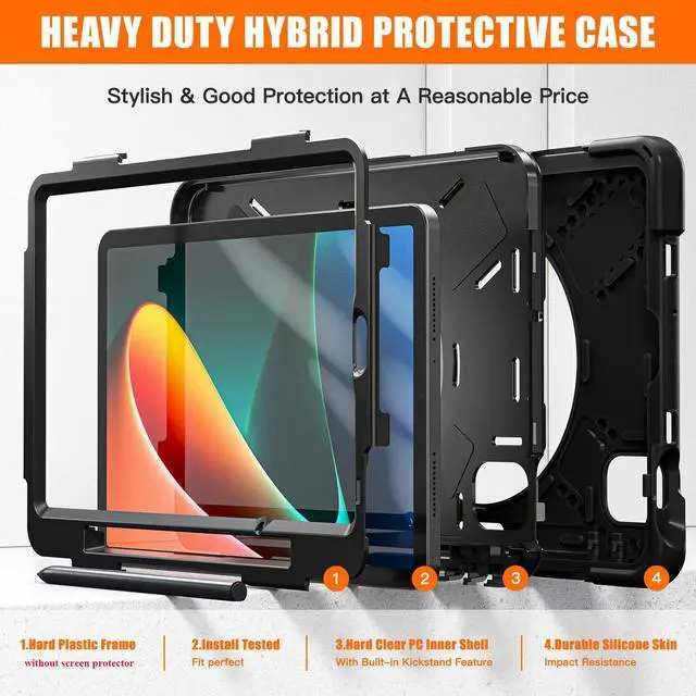 Alt view image 6 of 7 - BONAEVER Case for Xiaomi Mi Pad 5 / MiPad 5 Pro 11 inch 2021 Shockproof Cover with S Pen Holder Hand Strap / Stand and Shoulder Strap