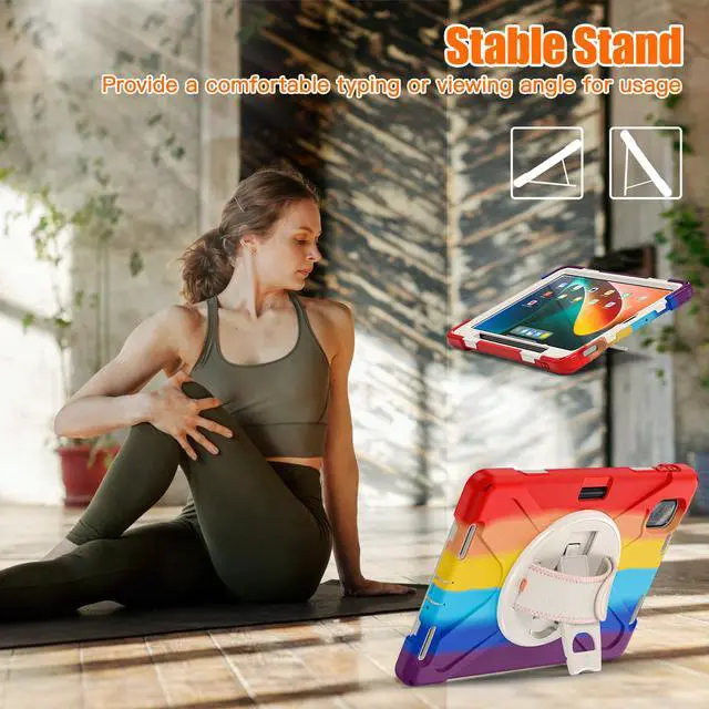 Alt view image 6 of 7 - BONAEVER Case for Xiaomi Mi Pad 5 / MiPad 5 Pro 11 inch 2021 Shockproof Cover with S Pen Holder Hand Strap / Stand and Shoulder Strap