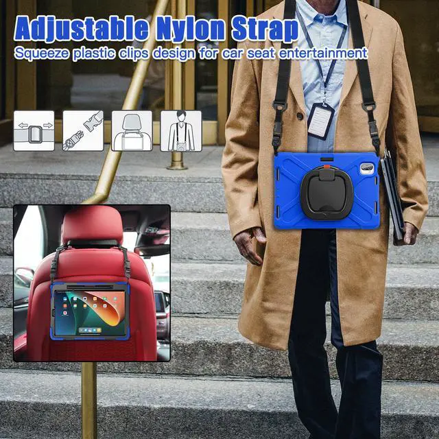 Alt view image 7 of 7 - BONAEVER Protective Case for Xiaomi Mi Pad 5 / MiPad 5 Pro 11 inch 2021 Shockproof Protective Cover with S Pen Holder + Stand and + Handle + Shoulder Strap
