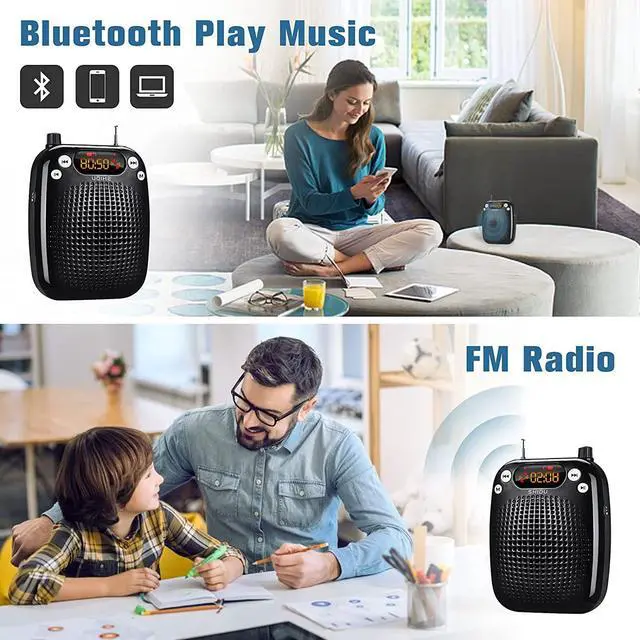 Alt view image 3 of 6 - BONAEVER Mini Microphone Voice Amplifier Portable Rechargeable Loudspeaker Teacher Wired Voice Amplifier with Headset Microphone Voice Amplifier Headset for Class for Elderly