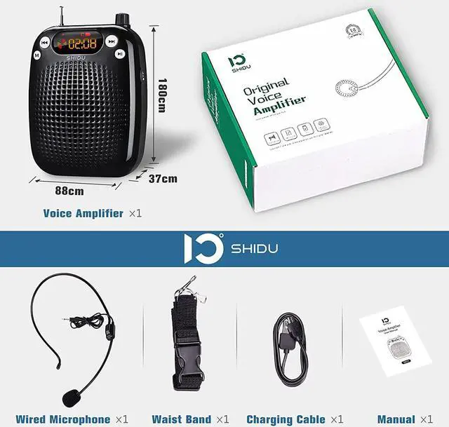 Alt view image 6 of 6 - BONAEVER Mini Microphone Voice Amplifier Portable Rechargeable Loudspeaker Teacher Wired Voice Amplifier with Headset Microphone Voice Amplifier Headset for Class for Elderly