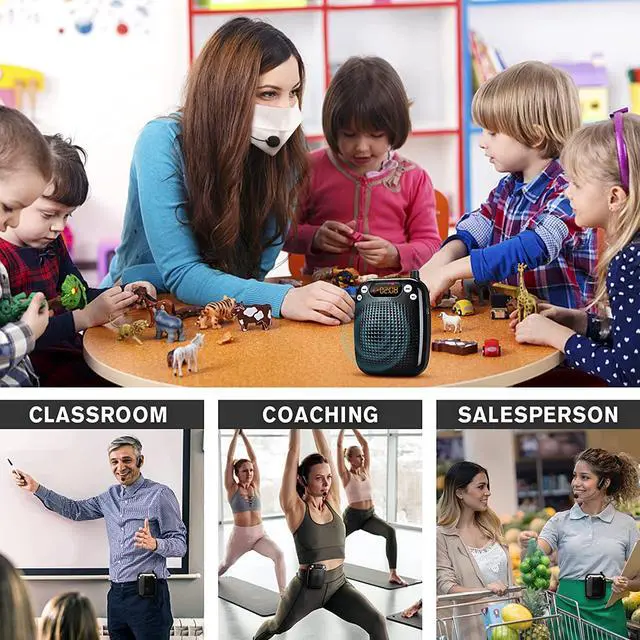 Alt view image 6 of 7 - BONAEVER Voice Amplifier with UHF Wireless Microphone Headset Support MP3 Play 10W 2000mAh Portable Wearable Rechargeable PA Systerm for Speaker Classroom Meetings Promotions Outdoors