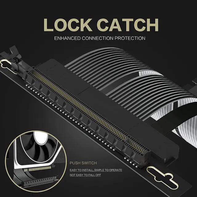 Alt view image 2 of 7 - BONAEVER PCIE 4.0 16x Shielded Extreme High Speed Riser Cable with PCI Express Port for GPU Extension Card-Right Connector ( 20CM - 90 Degree )
