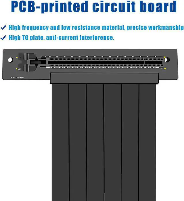 Alt view image 4 of 7 - BONAEVER PCIE 3.0 16x Extension CableHigh Speed GPU Extension CardPCI Express Port (30cm 90 Degrees)