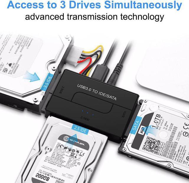 Alt view image 4 of 7 - BONAEVER USB to SATA IDE HDD Adapter - USB 3.0 Cable to 2.5" 3.5" SATA IDE Hard Drive Converter for Windows 10/8/ 7/XP Mac Internal to External Laptop SSD Reader Kit File Data Transfer Conversion Cord