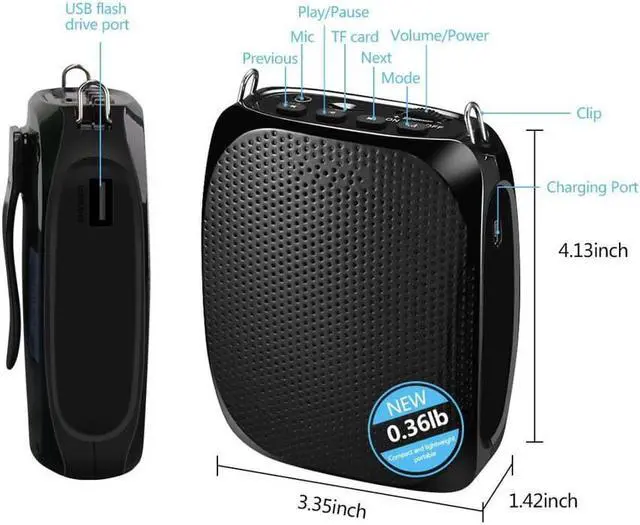 Alt view image 4 of 7 - BONAEVER Portable Voice Amplifier Rechargeable Mini Voice Amplifier With Wired Microphone Headset Wai Standb Supports MP3 Play for Teachers Yoga Tour Guides Outdoor Trainers