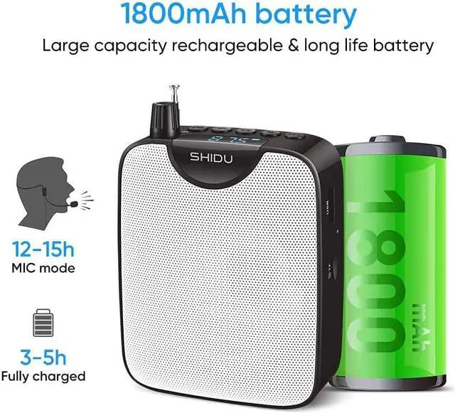 Alt view image 5 of 7 - Portable Mini Voice Amplifier,SHIDU Rechargeable Personal Amplifier with Wired Microphone Headset Supports MP3 Format Audio Recording Funtion Mini PA System for Teachers Tour Guides Coaches Yoga