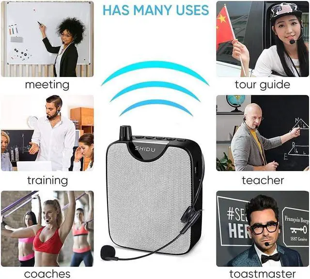 Alt view image 6 of 7 - Portable Mini Voice Amplifier,SHIDU Rechargeable Personal Amplifier with Wired Microphone Headset Supports MP3 Format Audio Recording Funtion Mini PA System for Teachers Tour Guides Coaches Yoga
